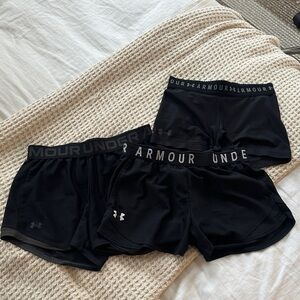 Under Armour Women’s Black Athletic Shorts (2) and Spandex Shorts (1) - Size XS
